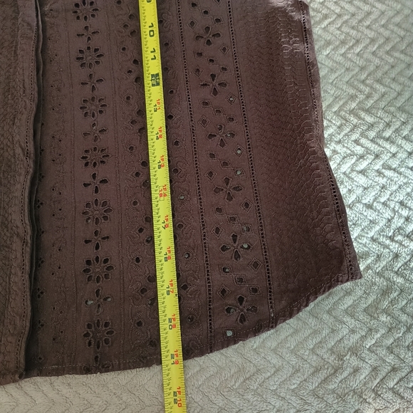 Zara Dark Brown Eyelet Puff-Sleeve Blouse - Picture 6 of 7